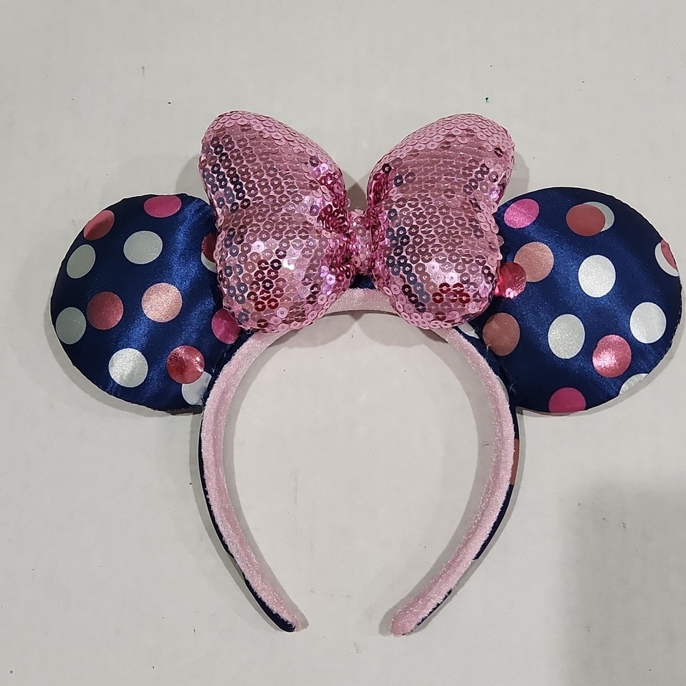 Disney Minnie Mouse Blue Polka Dot Pink Ears